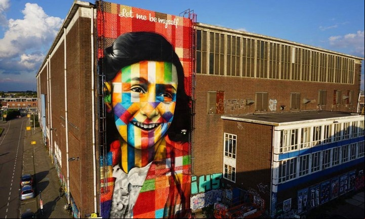 Mural de Ana Frank en Ámsterdam.