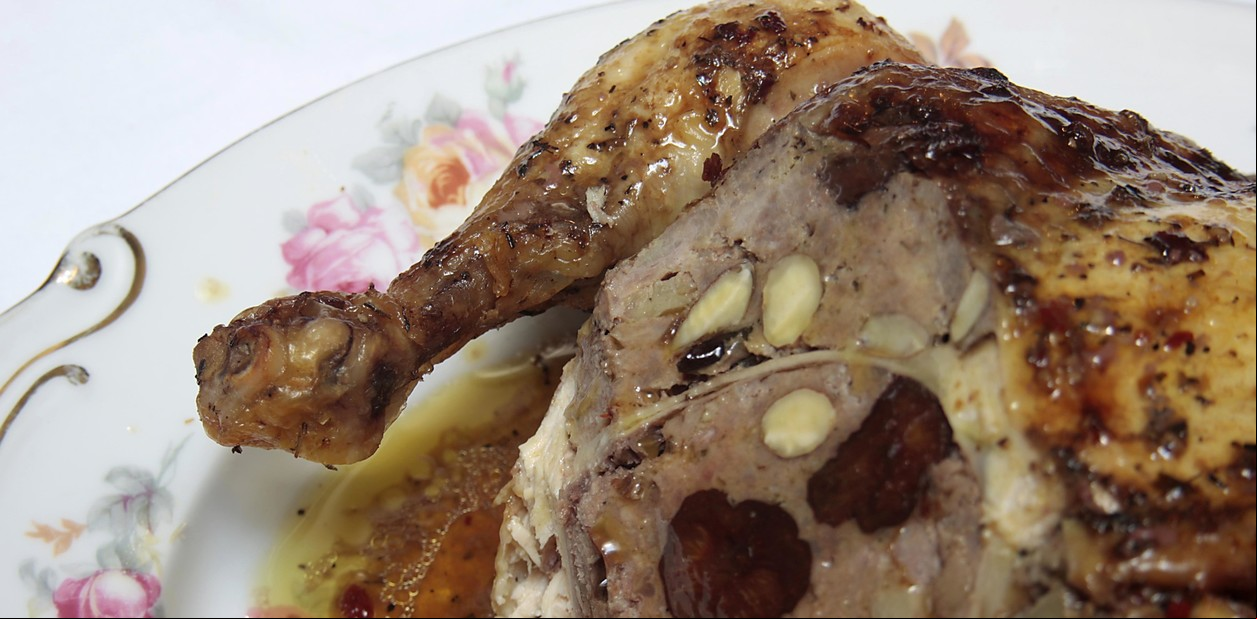 Receta de Pollo relleno con castañas