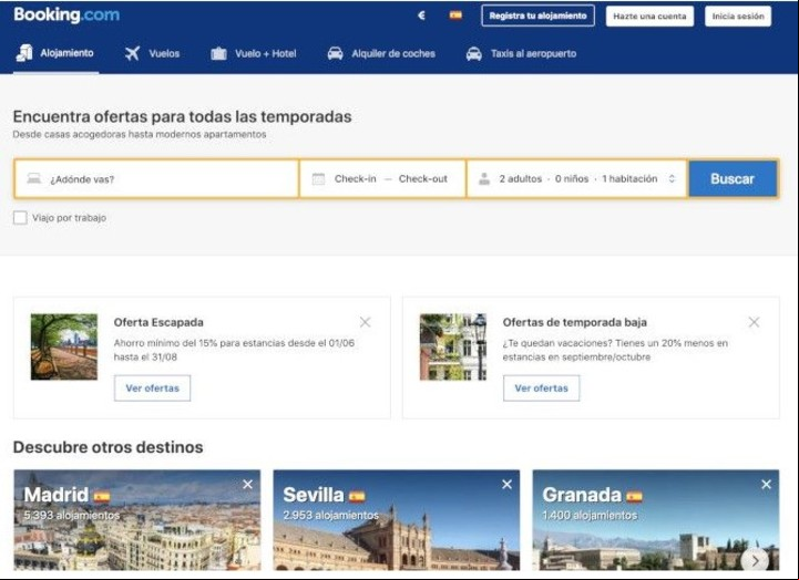 Booking es una de las mejores y más conocidas webs para buscar alojamiento en todo el mundo.