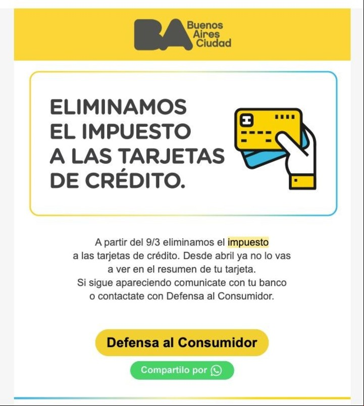 Eliminación impuesto a las Tarjetas de Crédito