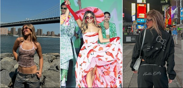 El viaje de Julieta Poggio en Nueva York: turismo, compra de carteras "truchas" y hasta un importante desfile