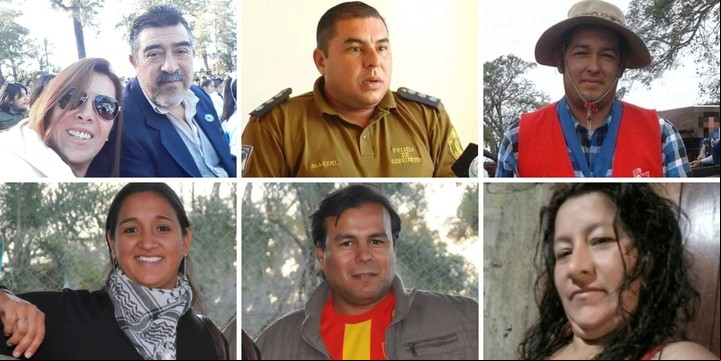 Los siete detenidos por el caso Loan: la ex funcionaria municipal María Victoria Caillava, el ex marino Carlos Guido Pérez, el comisario Walter Maciel, Bernardino Antonio Benítez, Mónica del Carmen Millapi, Daniel Oscar “Fierrito” Ramírez, , y Laudelina Peña.