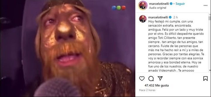 Tras su fallecimiento, Marcelo Tinelli homanejeó a Tito Ciliberto en redes sociales. | Foto: Instagram