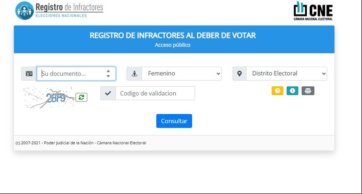 Registro de Infractores por no votar.