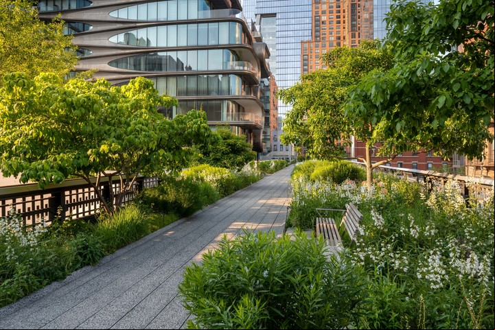 The High Line es un parque elevado sobre la estructura de una antigua vía ferroviaria. Foto Shutterstock