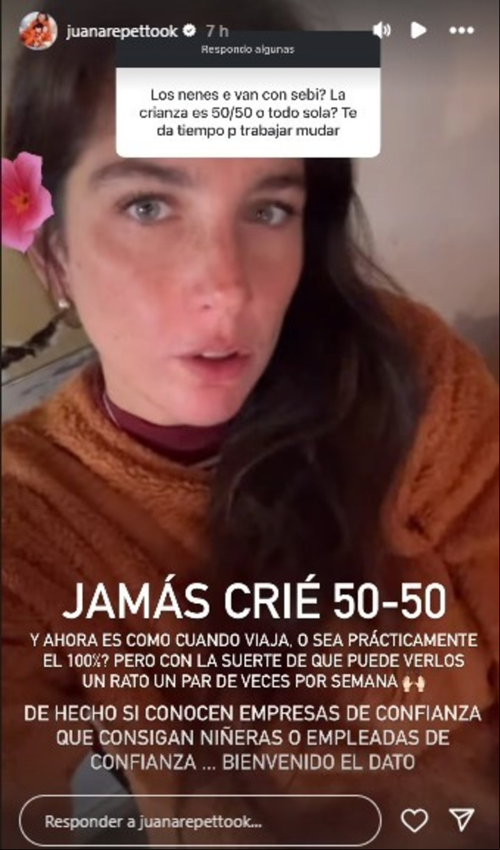 Juana Repetto, se despachó contra Sebastián Graviotto. Captura Instagram.