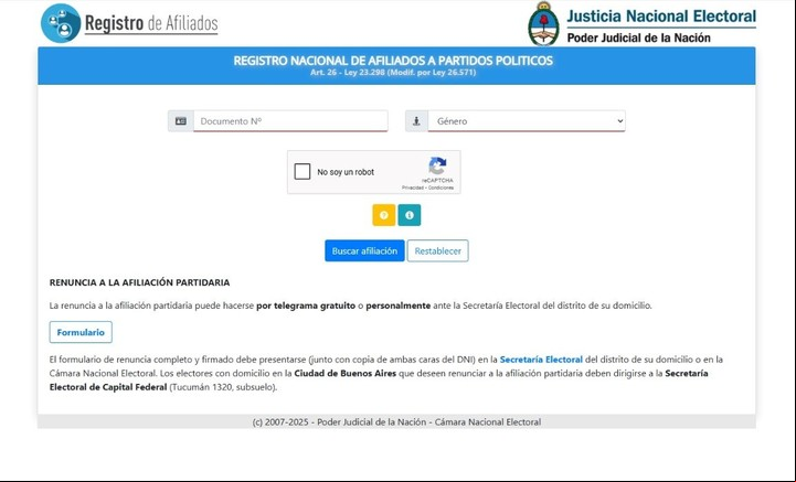 Consulta registro de afiliados.