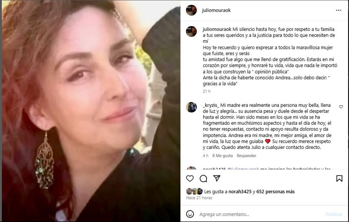 Julio Moura habló por primera vez tras la misteriosa muerte de una mujer en su casa: “Mi silencio hasta hoy fue por respeto”, escribió en un posteo de Instagram.