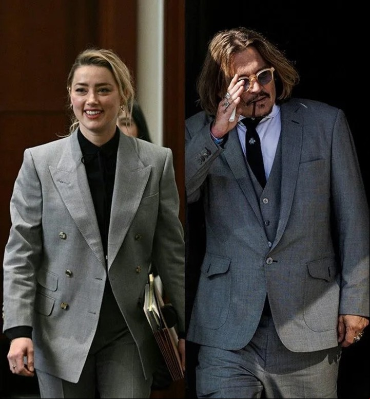 Amber Heard había lucido un traje gris durante el juicio.