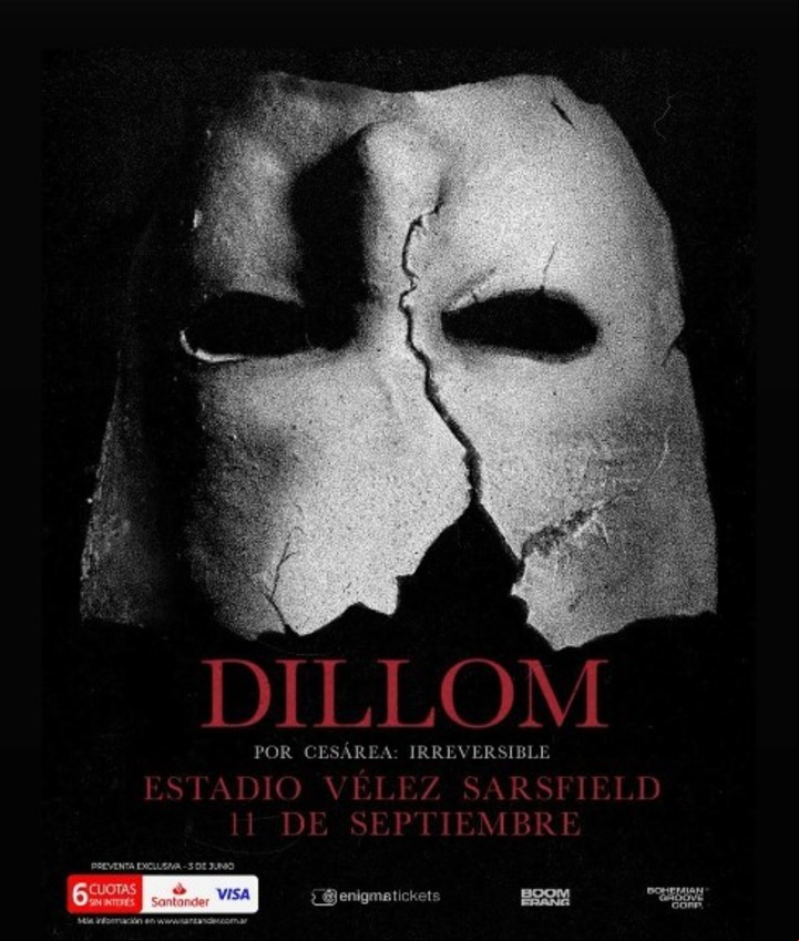 El flyer de Dillom en Vélez.
